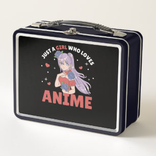 Just A Girl Who Loves Anime Manga Drawing Heart Metal Lunch Box