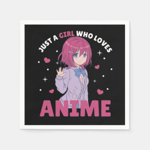 Just A Girl Who Loves Anime Manga Drawing Heart Napkins
