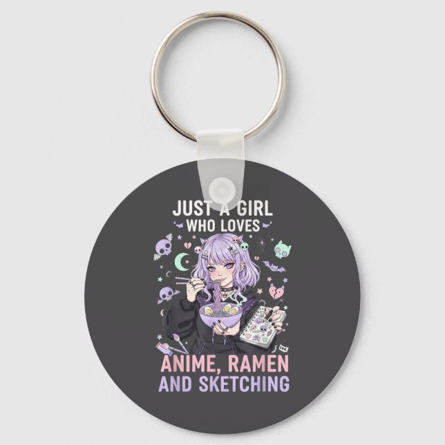 Just A Girl Who Loves Anime Ramen And Sketching Ma Keychain (Front)