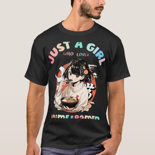 Just A Girl Who Loves Anime Ramen Funny Kids Teen  T_Shirt