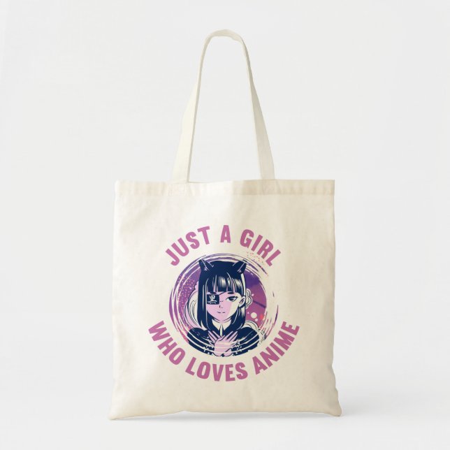 Just A Girl Who Loves Anime T-Shirt 3 Cm Round Bad Tote Bag (Front)