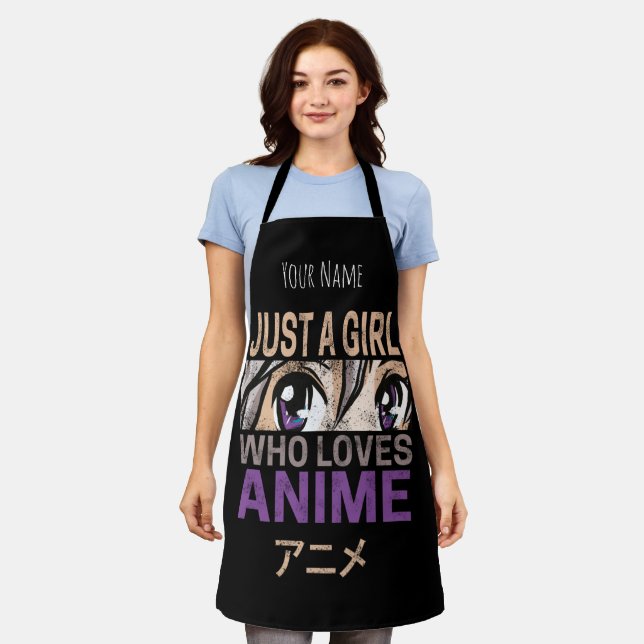 Just a Girl Who Loves Anime Vintage Manga Kawaii Apron (Worn)