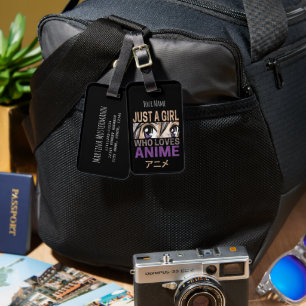 Just a Girl Who Loves Anime Vintage Manga Kawaii Luggage Tag