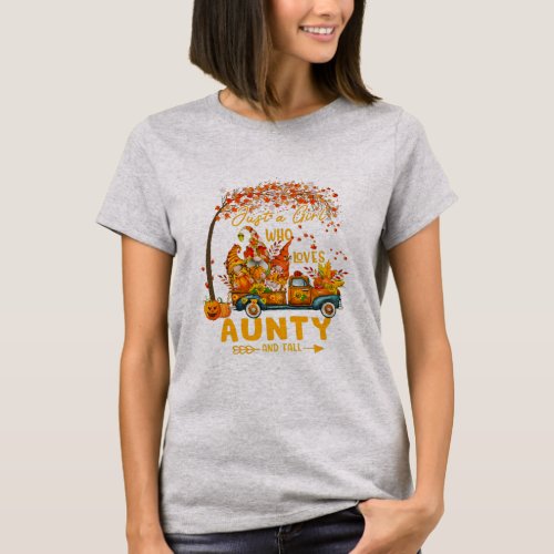 Just A Girl Who Loves Aunty And Fall Gnome T_Shirt