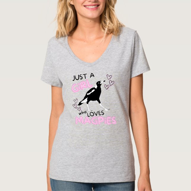 Just A Girl Who Loves Australian Magpies Cute T-Shirt (Front)