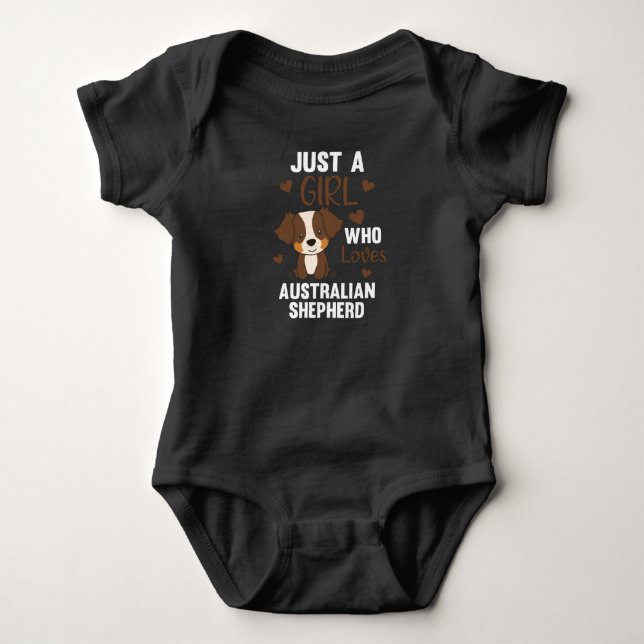 Just A Girl Who Loves Australian Shepherd Dog Baby Bodysuit (Front)