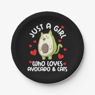 Just A Girl Who Loves Avocado And Cats Paper Plates