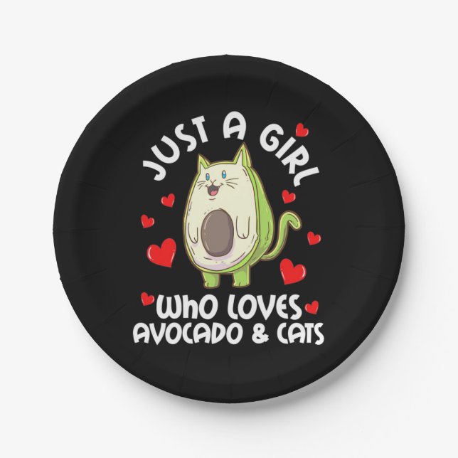 Just A Girl Who Loves Avocado And Cats Paper Plates (Front)