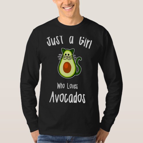 Just A Girl Who Loves Avocados  Cat Avocado T_Shirt