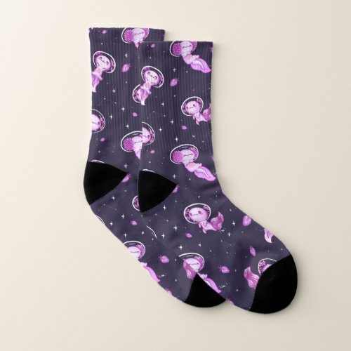 Just a Girl Who Loves Axolotls  Axolotl Spaceman  Socks