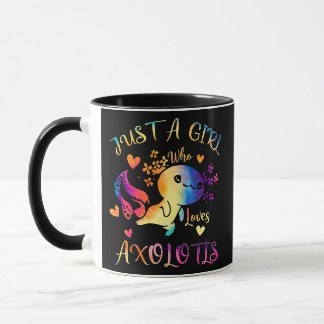 Just A Girl Who Loves Axolotls Colorful Axolotl Mug (Left)