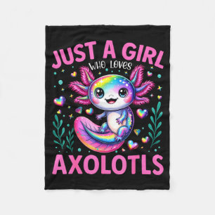 Just A Girl Who Loves Axolotls Kawaii Kids Girls Fleece Blanket