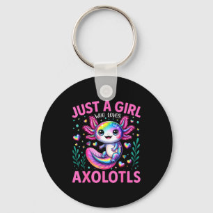 Just A Girl Who Loves Axolotls Kawaii Kids Girls  Keychain