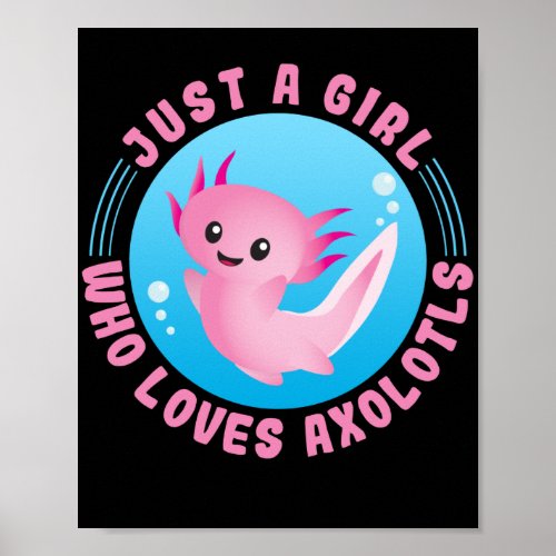 Just A Girl Who Loves Axolotls Kawaii Poster