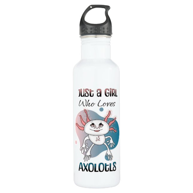 Just a Girl who Loves Axolotls Stainless Steel Water Bottle (Front)
