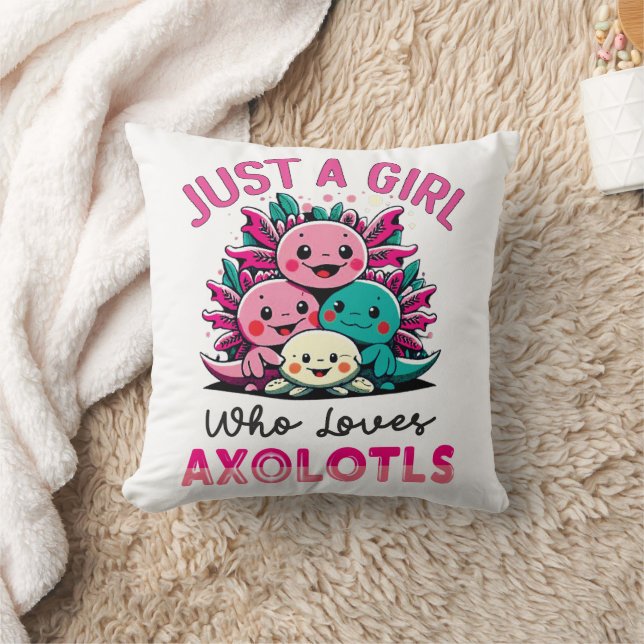 just a girl who loves Axolotls Throw Pillow (Blanket)