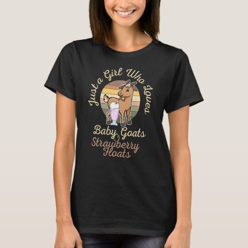 Just A Girl Who Loves Baby Goats  Strawberry Floa T_Shirt