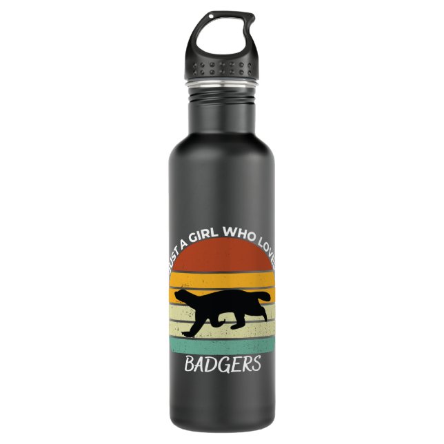 Just a girl who loves badgers stainless steel water bottle (Front)