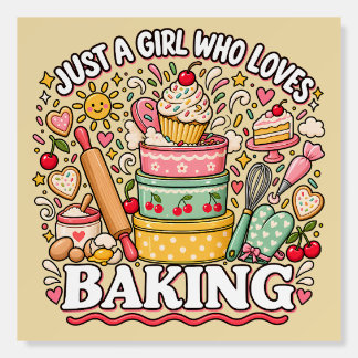 Just a Girl Who Loves Baking Cute Pink Doodle Foam Board
