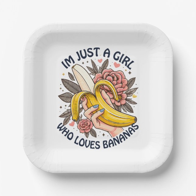 Just A Girl Who Loves Bananas  Paper Plates (Front)