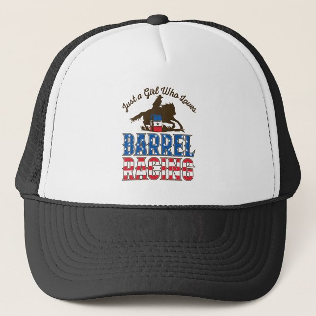 Just a Girl Who Loves Barrel Racing Trucker Hat (Front)