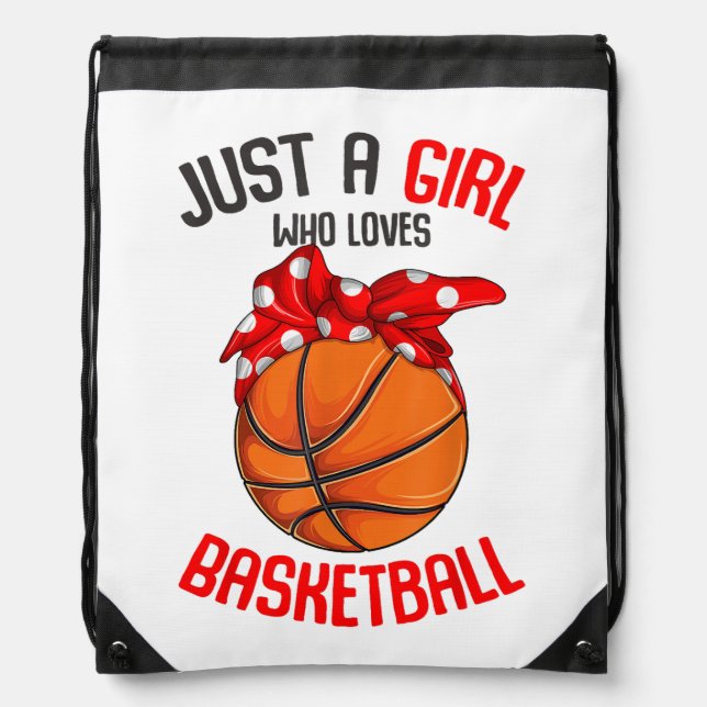 Just a Girl who Loves Basketball Girl Drawstring Bag (Front)