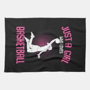 Just a Girl who Loves Basketball Kids Girls Kitchen Towel