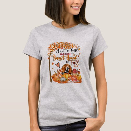 Just A Girl Who Loves Basset Hound And Fall T_Shirt