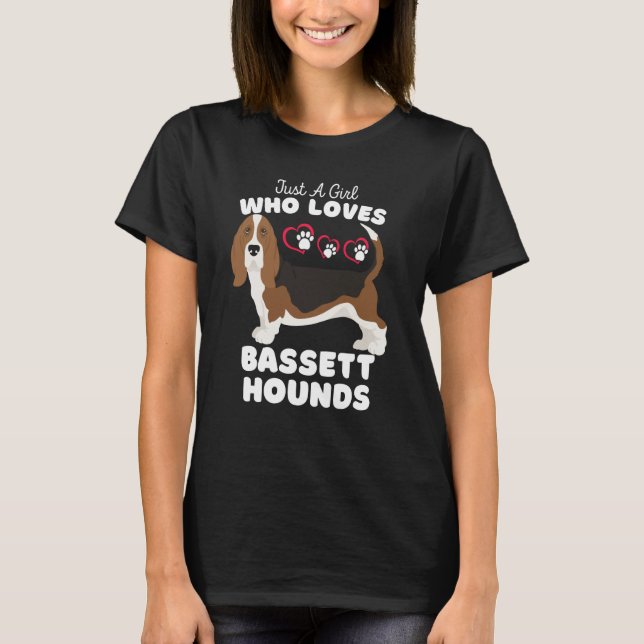 Just A Girl Who Loves Bassett Hounds Cute Hound Ki T-Shirt (Front)