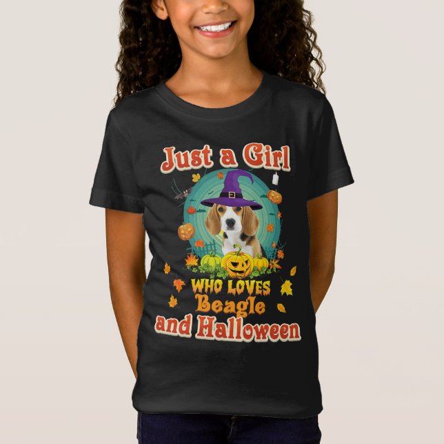 Just A Girl Who Loves Beagle Dog And Halloween T-Shirt (Front)