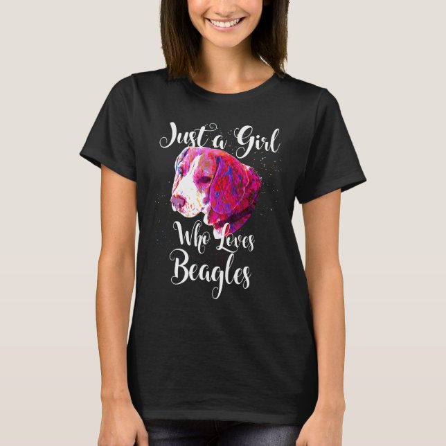 Just A Girl Who Loves Beagle Dog Doggy Mom Puppy T-Shirt (Front)