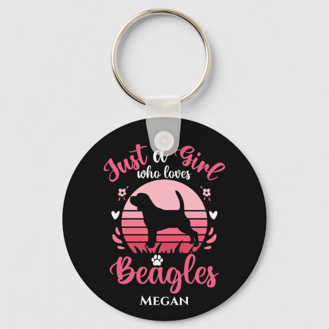 Just a Girl Who Loves Beagles Personalized Keychain (Front)