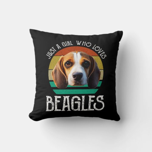 Just A Girl Who Loves Beagles Throw Pillow