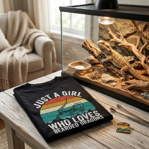 Just a Girl Who Loves Bearded Dragon Retro Sunset  T-Shirt