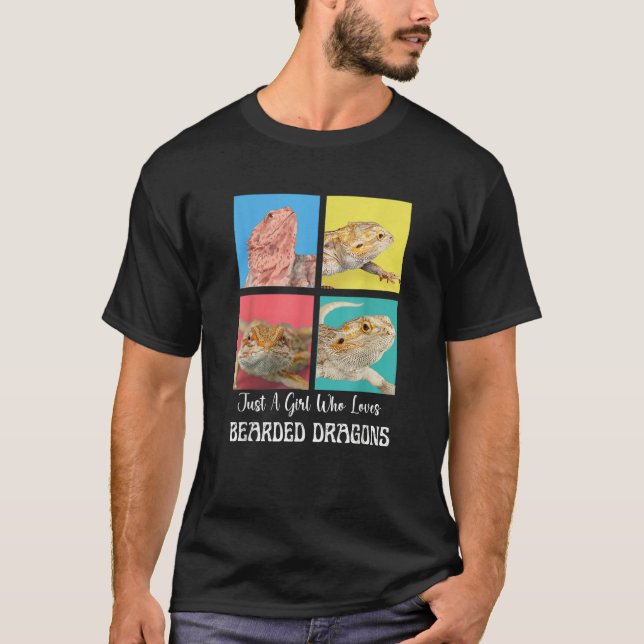 Just A Girl Who Loves Bearded Dragons Cool Dragon T-Shirt (Front)