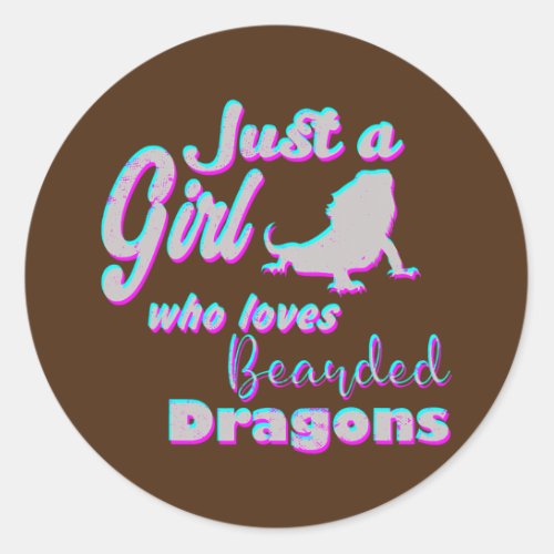 Just a Girl Who Loves Bearded Dragons Designs  Classic Round Sticker