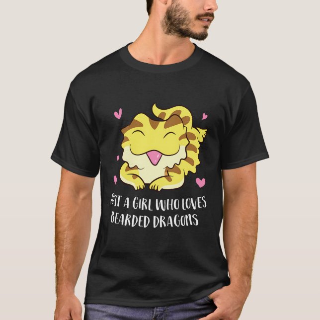 Just A Girl Who Loves Bearded Dragons Lizard Cute  T-Shirt (Front)