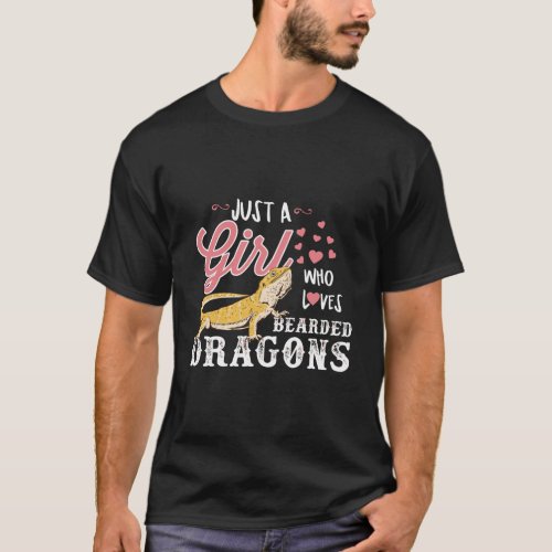 Just A Girl Who Loves Bearded Dragons Lizard Lover T_Shirt
