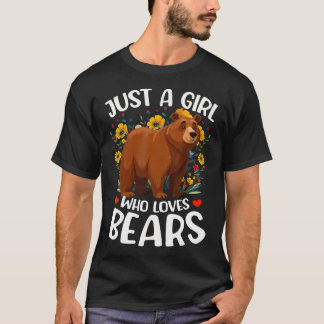 Just A Girl Who Loves Bears Aesthetic Flower Bear T-Shirt