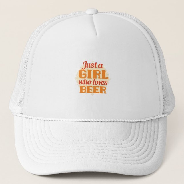 JUST A GIRL WHO LOVES BEER TRUCKER HAT (Front)