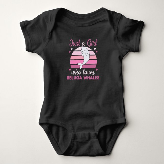 Just A Girl who loves Beluga Whales Sweet Whale Baby Bodysuit (Front)