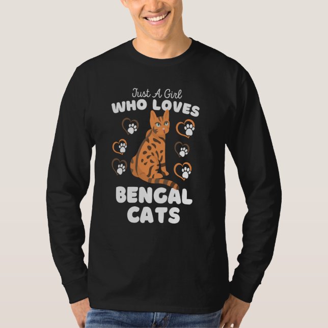 Just A Girl Who Loves Bengal Cats Cute Cat Kids T-Shirt (Front)