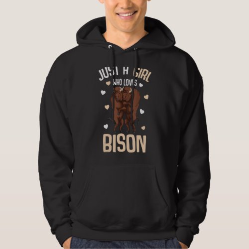 Just A Girl Who Loves Bison   Kids Girls Hoodie