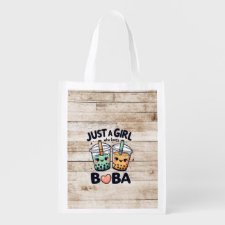 Just a Girl Who Loves Boba Reusable Grocery Bag