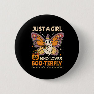 Just A Girl Who Loves Boo-terfly Butterfly Ghost H Button