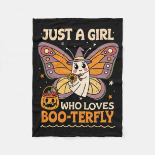 Just A Girl Who Loves Boo-terfly Butterfly Ghost H Fleece Blanket
