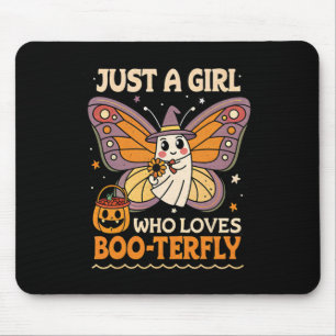 Just A Girl Who Loves Boo-terfly Butterfly Ghost H Mouse Pad