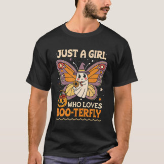 Just A Girl Who Loves Boo-terfly Butterfly Ghost H T-Shirt