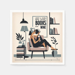 Just A Girl Who Loves Books and Wine Napkins