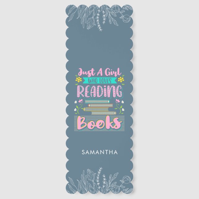 Just a Girl Who Loves Books Botanical Custom Bookmarks (Front)
